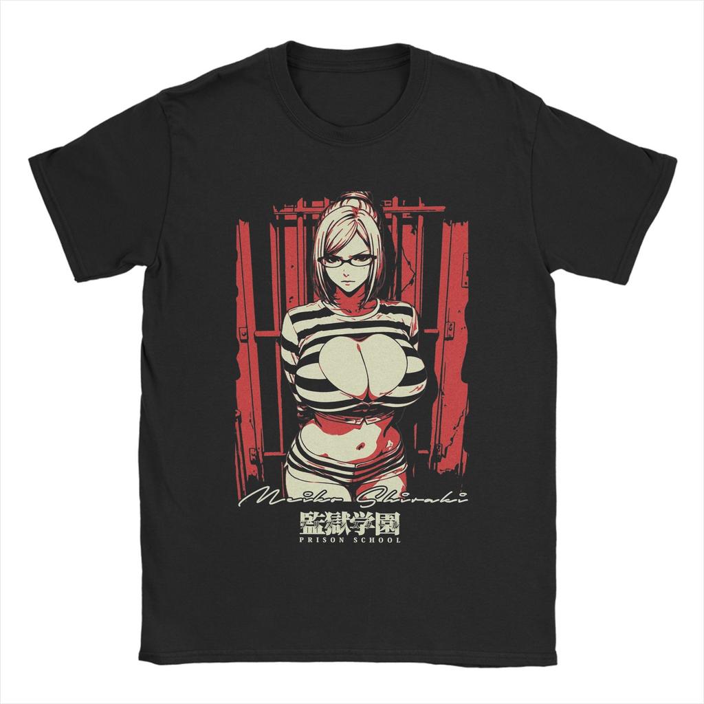 Men T-Shirts Meiko Shiraki Prison School Awesome 100% Cotton Tees Short Sleeve T Shirt Crewneck Tops Summer