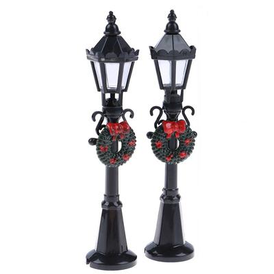 2Pcs 1/12 Dollhouse Miniature Christmas Park Street Lamp Doll Streetlight Decor Toy Home Decor