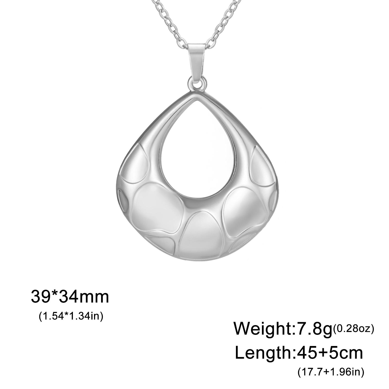 

Teamer Big Waterdrop Pendant Necklace Fashion Stainless Steel Geometric Necklace Simple Minimalist Daily Office Jewelry Gift 45-50cm