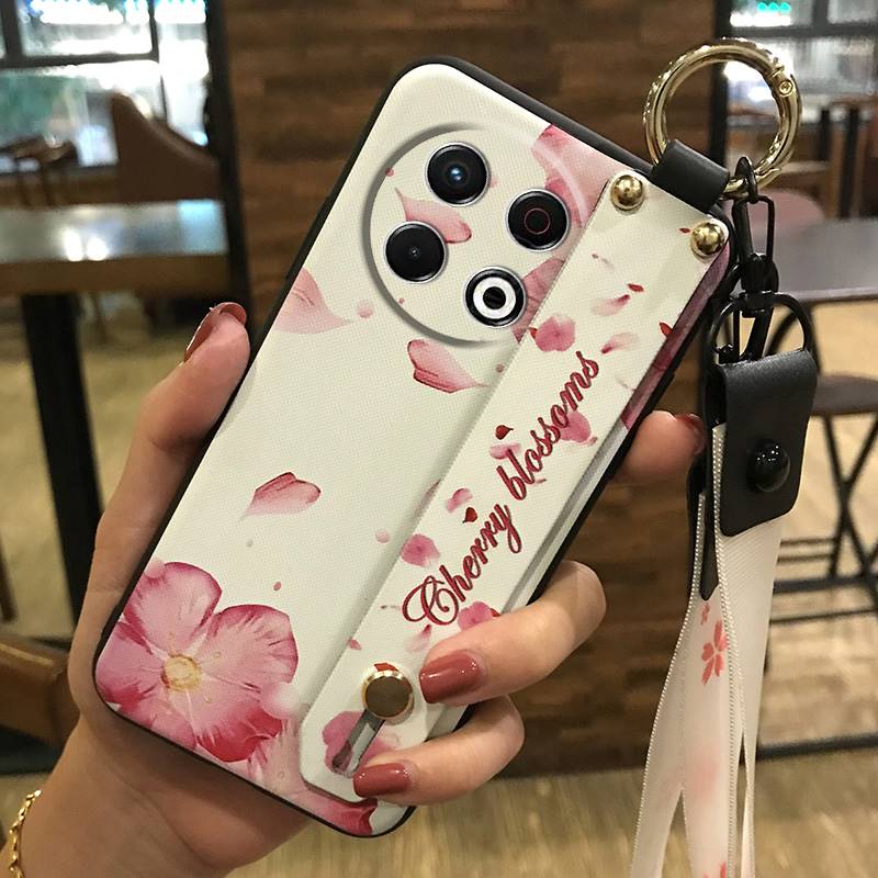 Protective Flower Phone Case For Tecno Spark30 Pro 4G/KL7 Kickstand Dirt-resistant Phone Holder Wrist Strap Back Cover