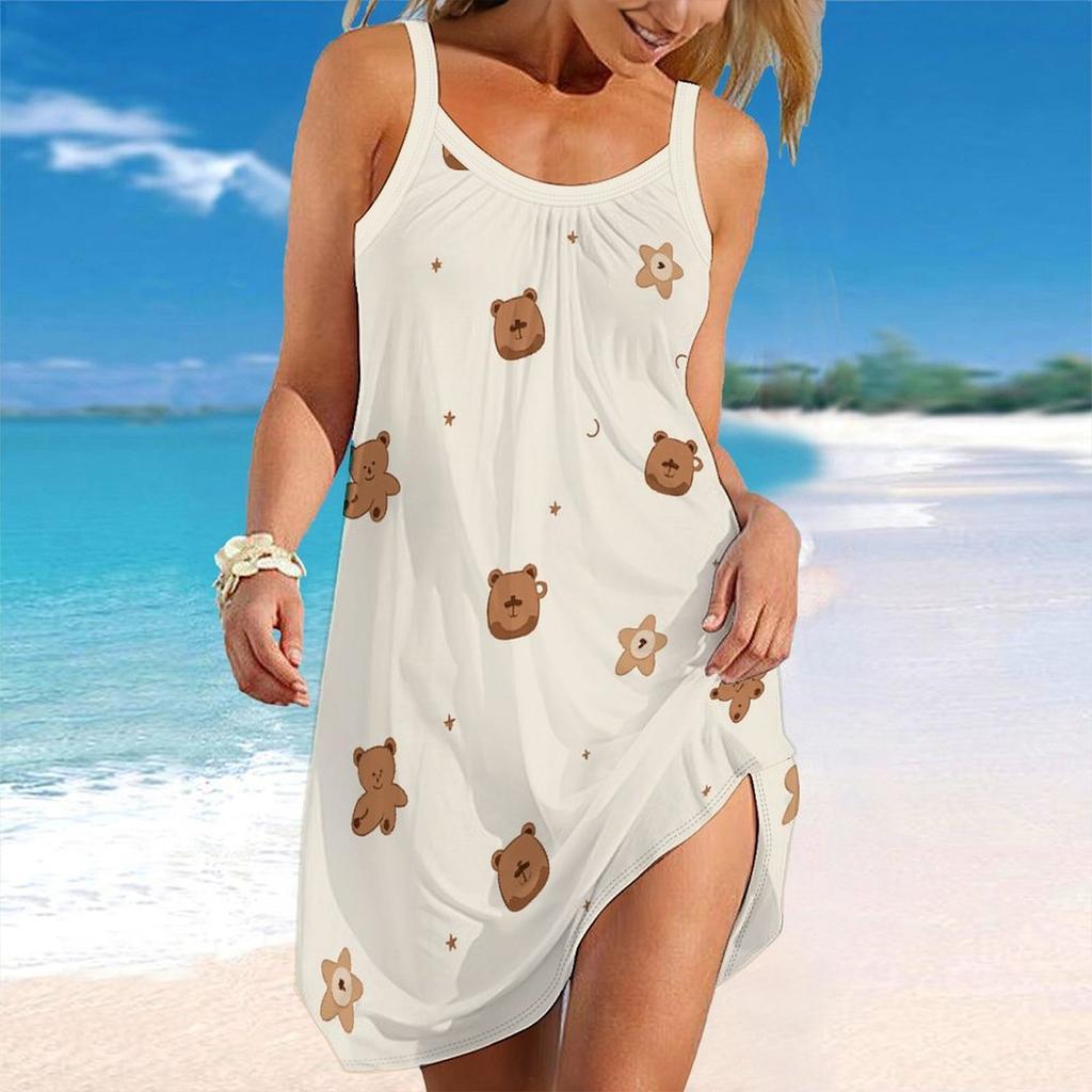 Women's Beach Dress Mini Dress Stripe Print Casual Modern Dress Sleeveless Loose Fit Outdoor Daily Summer
