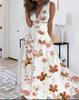 2023 Women's Summer V-Neck High Waist Sleeveless Printed Dress