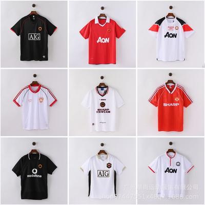 Maglie da Calcio Sportive Classiche Retrò a Maniche Corte Manchester United Serie Completa