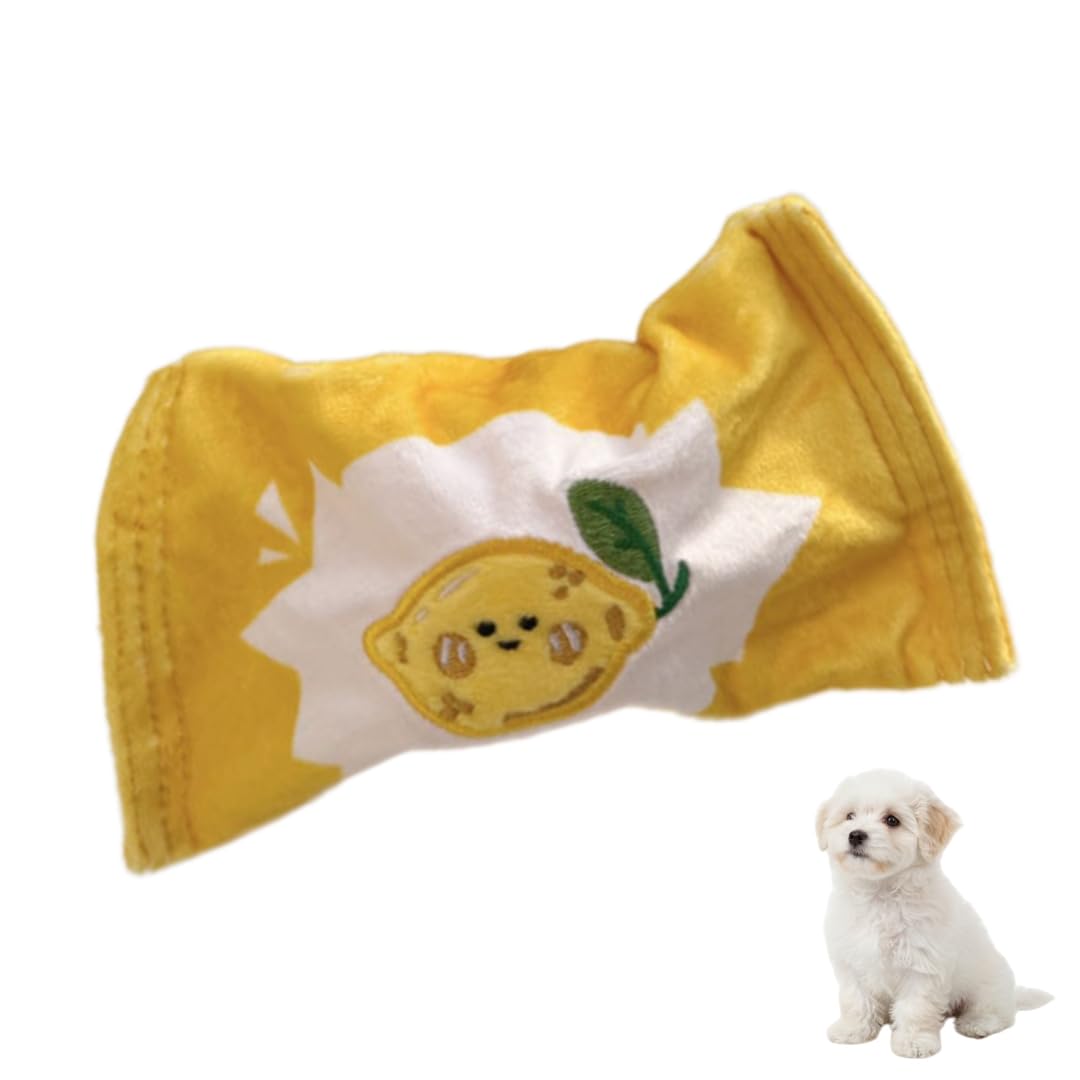 

InekoAgua Candy Shape Plush Dog Toy with TPR Ball Squeaky Chew Durable Teething Stress Relief for Small Medium Dogs Lemon Color лимон