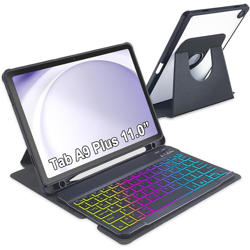 

Samsung Galaxy Tab A9+ 11-inch Rotating Case with Detachable Keyboard & Tri-Color Backlit. Samsung Tab A9 Plus 11-inch
