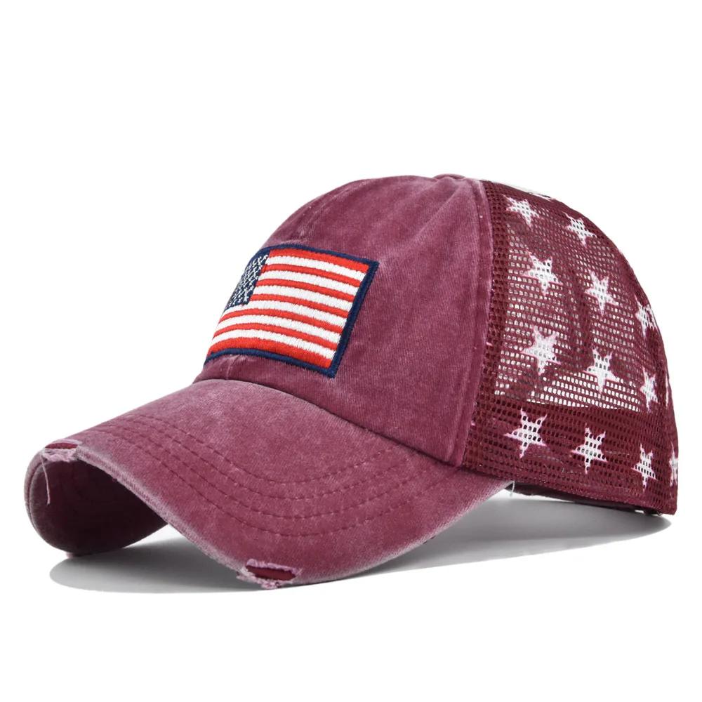 New Embroidered Usa Flag Baseball Hat Men Cotton Adjustable Breathable Mesh Cap Women Hip Hop Snapback Caps Outdoor Dad Hats