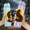 1PC Night Moon Wolf Art 750ml Color Plastic Sports Water Bottle Leakproof Flip Straw Lid Suitable for Sports Office Home Use
