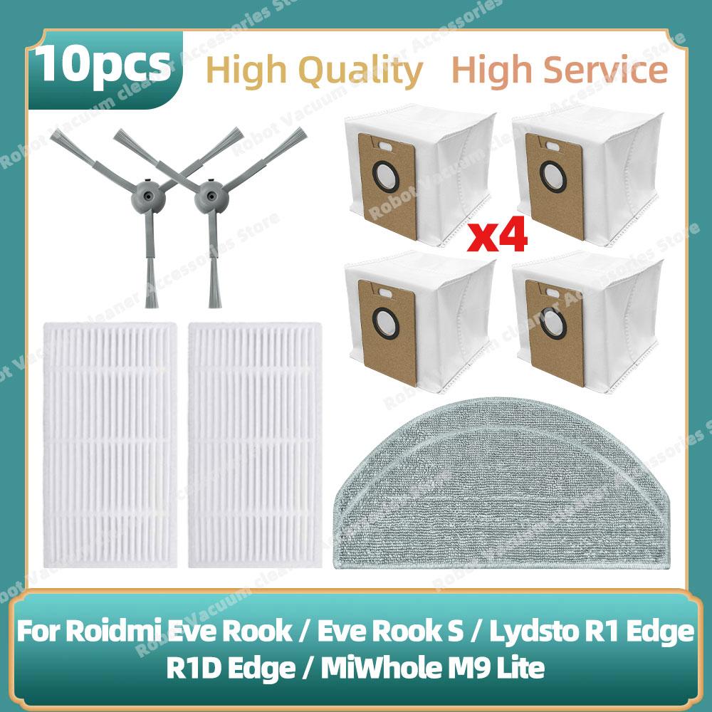Compatible For Lydsto R1 Edge / R1D Edge / Roidmi Eve Rook / Eve Rook S / MiWhole M9 Lite Parts Side Brush Hepa Filter Mop Cloth