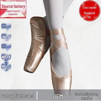 Zapatillas de Ballet de Punta para Niñas con Cintas - Zapatos Planos de Satén para Danza para Práctica y Actuación (Niños grandes)