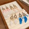 Seaside Vacation Fringed Feather Earrings Women's Long Retro Exotic Ethnic Style Stud Earrings Bohemian Earrings