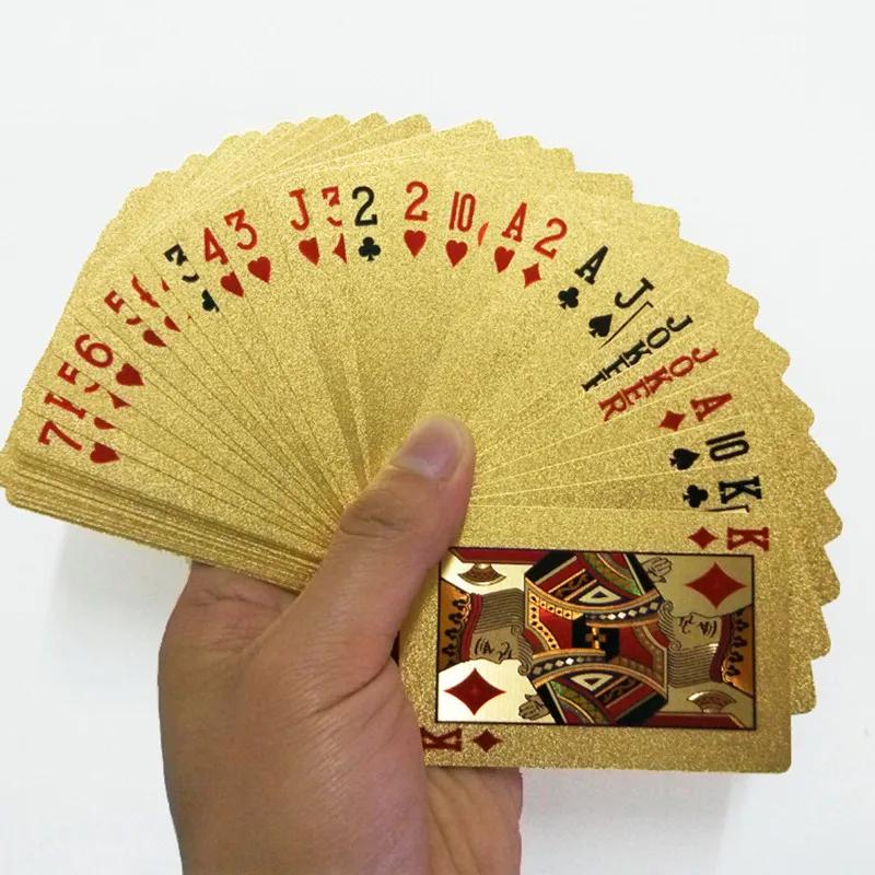 EURO USD Zadní Zlaté Hrací Karty Plastová Voděodolná Balíček Odolný Poker Zábava