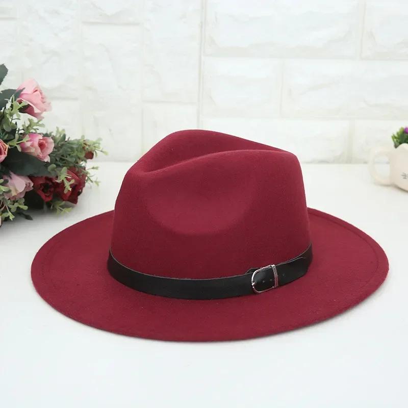 Fashion Western Cowboy Men's Hat English Style Woolen Hat Flat Top Flat Brim Black Top Hat European American Hats Accessories