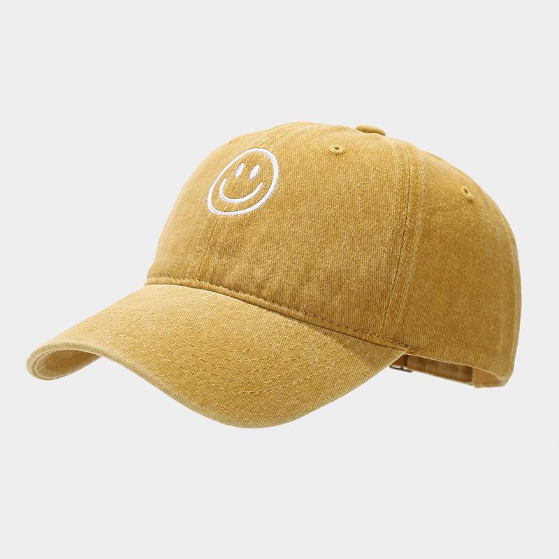 Washed Cotton Baseball Caps Women Men Soft Snapback Hat Outdoor Sport Trucker Gorras Smile Face Embroidery Hip Hop Dad Hat Gifts