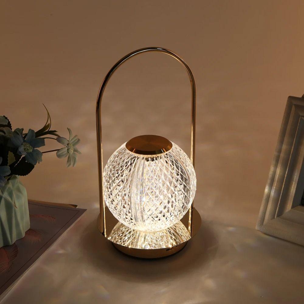 Dimmable Crystal Desk Lamp Nordic Portable Night Light Modern Metal Table Lamp  Bar Counter