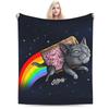 Weiche Decke Mädchen Jungen Dekorativ Katze Regenbogen Pixel Weltraum Nyans Bettwäsche Überwürfe Tagesdecke Für Heimdeko Neuheit Sofa Bettbezug