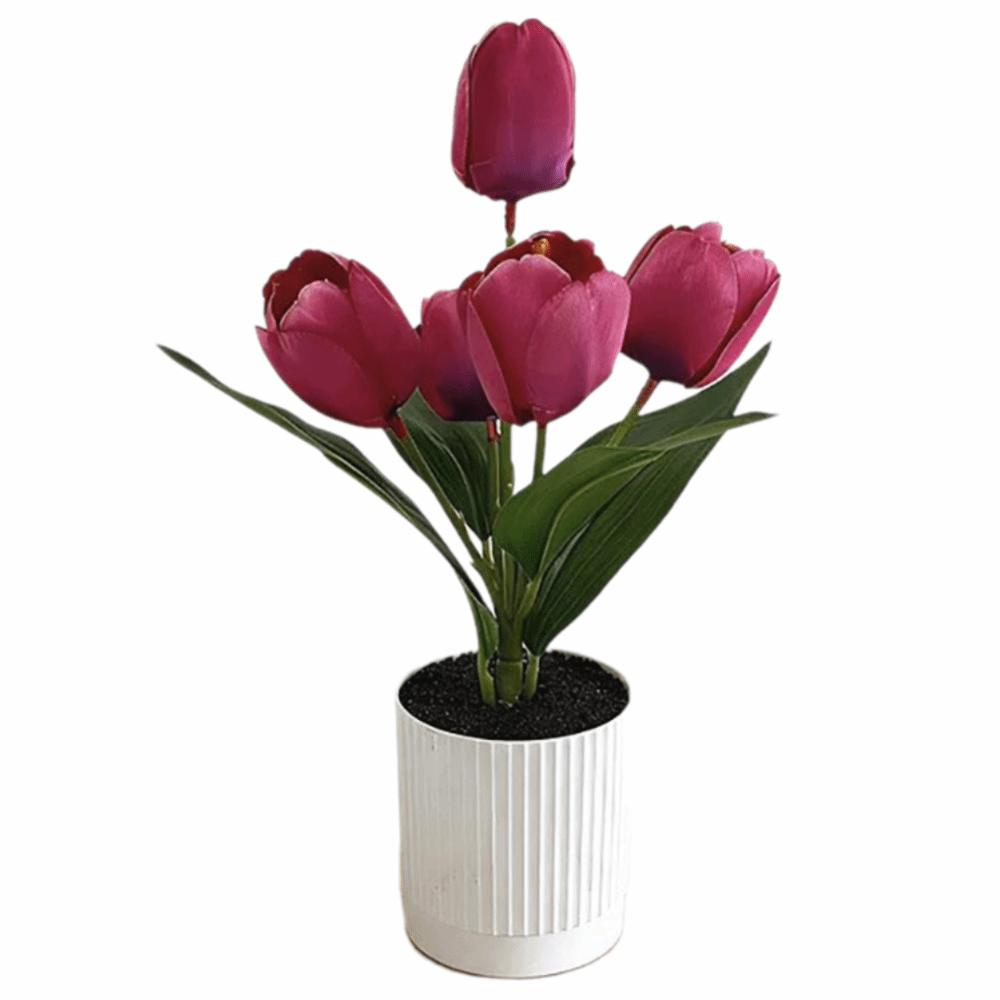 

3/5 Heads Artificial Tulip Flower Bonsai Multicolor White Flowerpot Simulation Flower Bonsai Photo Props Faux Flower Potted