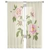 Vintage Peonies Sheer Curtains Transparent Voile Tulle Drapes For Living Room Bedroom Window Floral Home Decor
