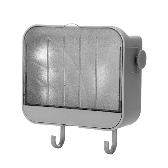 

Soap Box Multifunctional Waterproof with Lid Wall-mounted Punch-free Soap Draining Rack for Bathroom