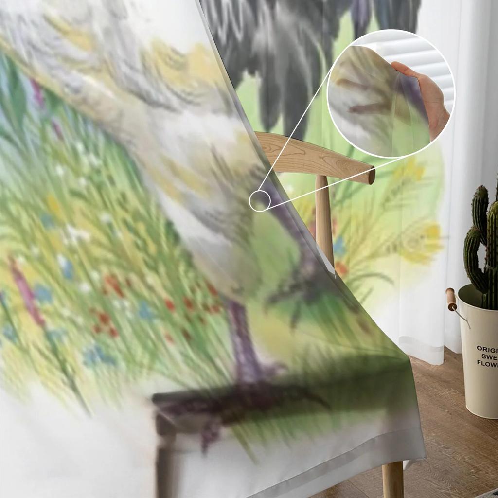 Watercolor Of Cute Chicken Chiffon Sheer Curtains For Living Room Bedroom Decoration Window Tulle Curtains Drapes
