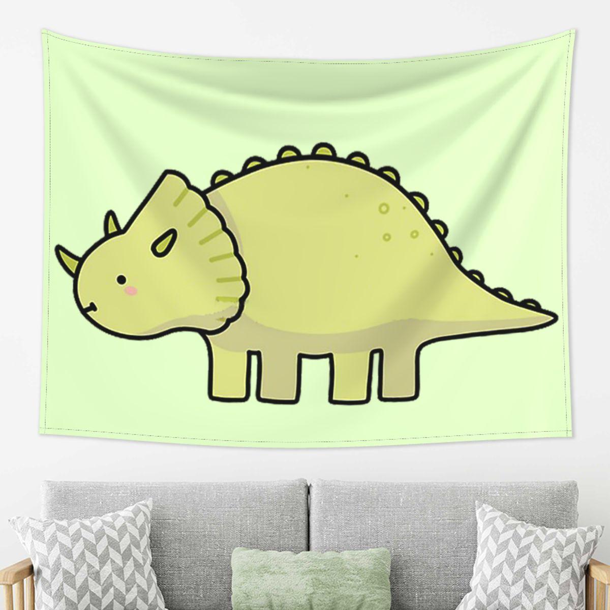 

Little Dino Triceratops Dinosaur Illustration Tapestry Decoration Art Aesthetic Tapestries Bedroom Home Wall Cloth Wall Hanging 74x94cm(29x37in)