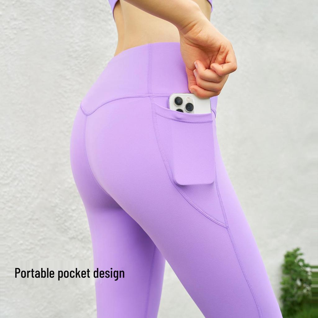 2025 Cloud Feel High Waist Yoga Pants for Women: Brushed Fabric, No Visible Lines, Pocket Design, Peach Lift, Full Length