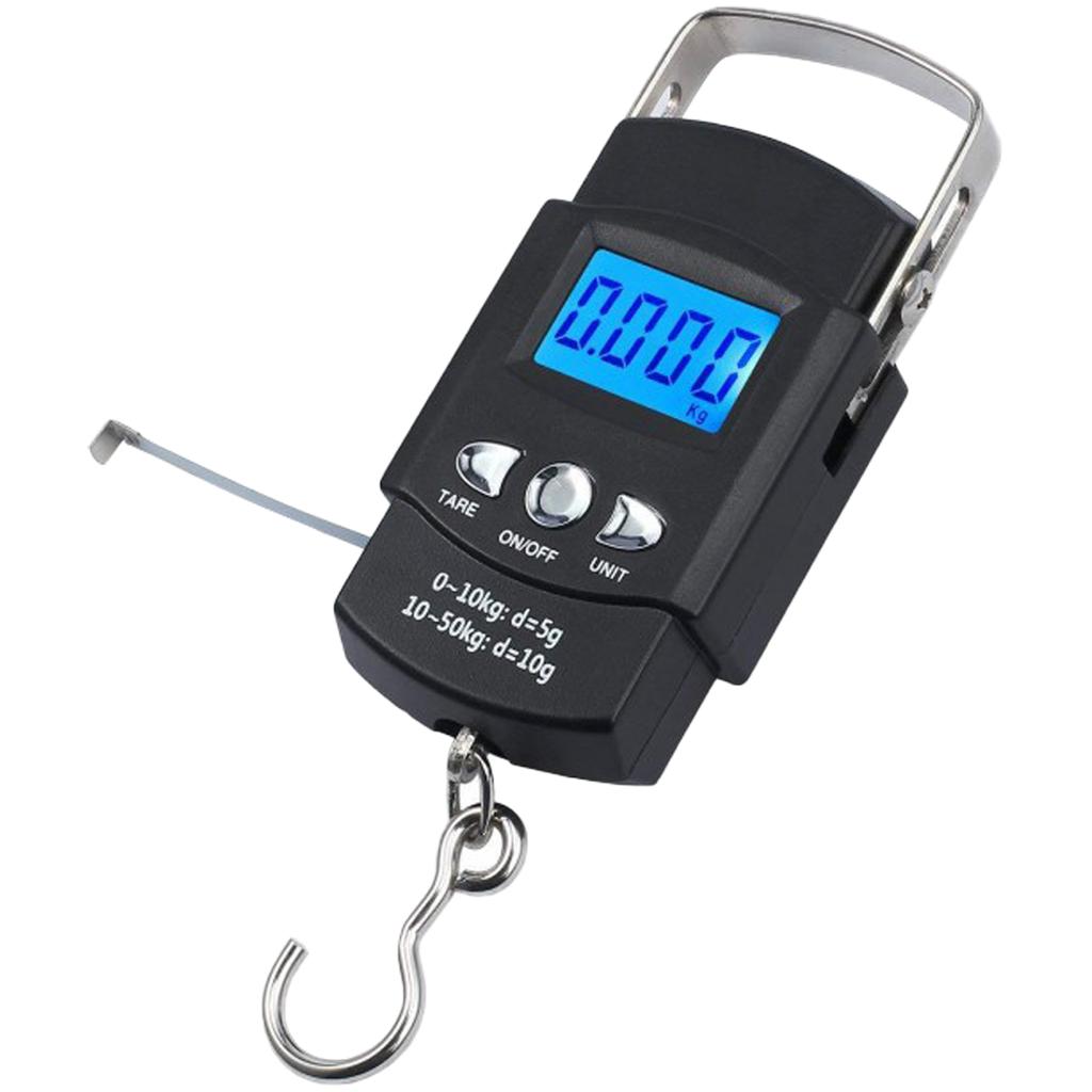 Fish Weighing Scale Luggage Scale Hanging Hook Fishing Scale with Measuring Tape Large Handle & Backlit LCD Display
