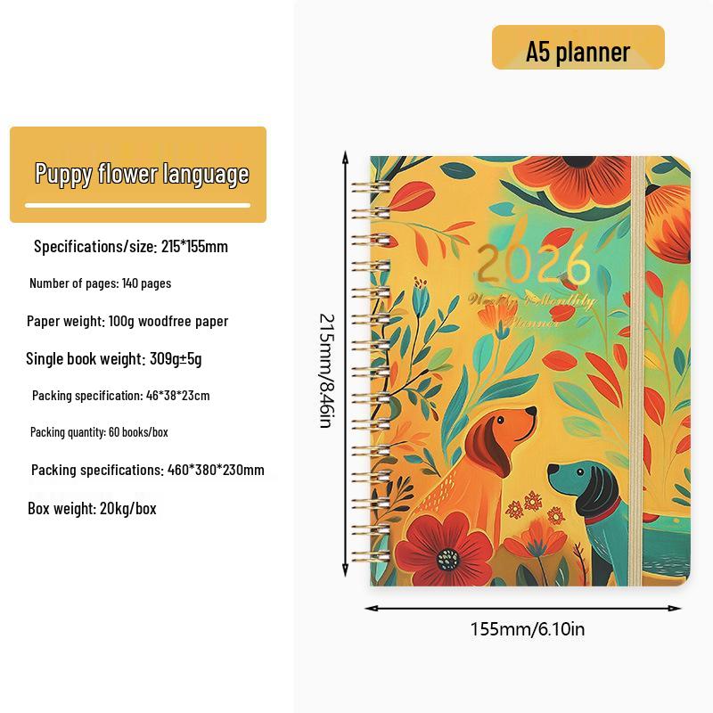 2026 English Student Weekly A5 Planner Coil Notebook