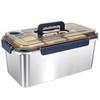 5.6L Stainless Steel Lunch Box with Handle Time Recording Sealed Food Storage Containers Buffet Pan Kitchen Bread Box
