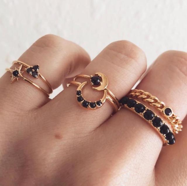 Matching Rings For Women Anillos Mujer Gold Ring Set Bagues Anillo Bohemian Jewellery Slytherin Accessories Couple Gift Sygnety