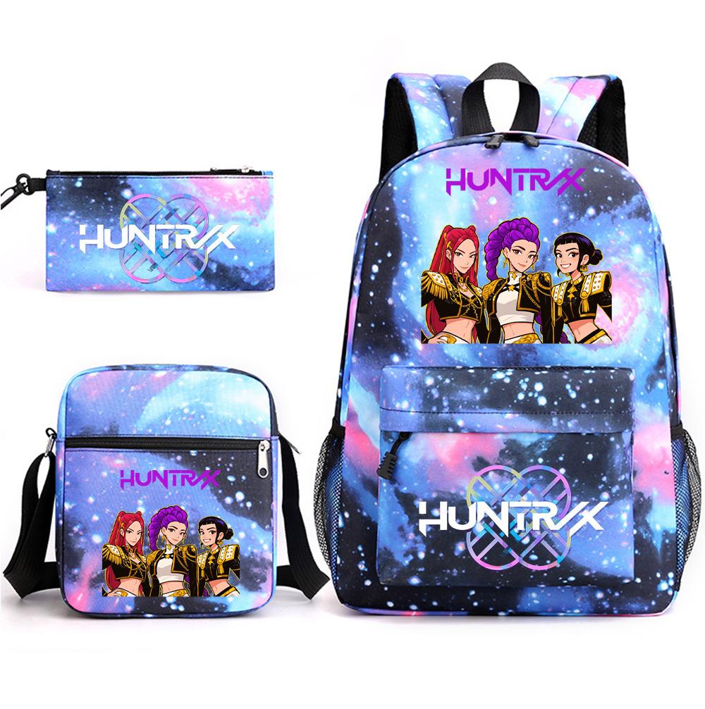 3Pcs/set Anime Printed Backpack with Shoulder Bag Pencil Case for Teenager Student Boy Girl SchoolBag Large Capacity Waterproof Bookbag Kid Gift