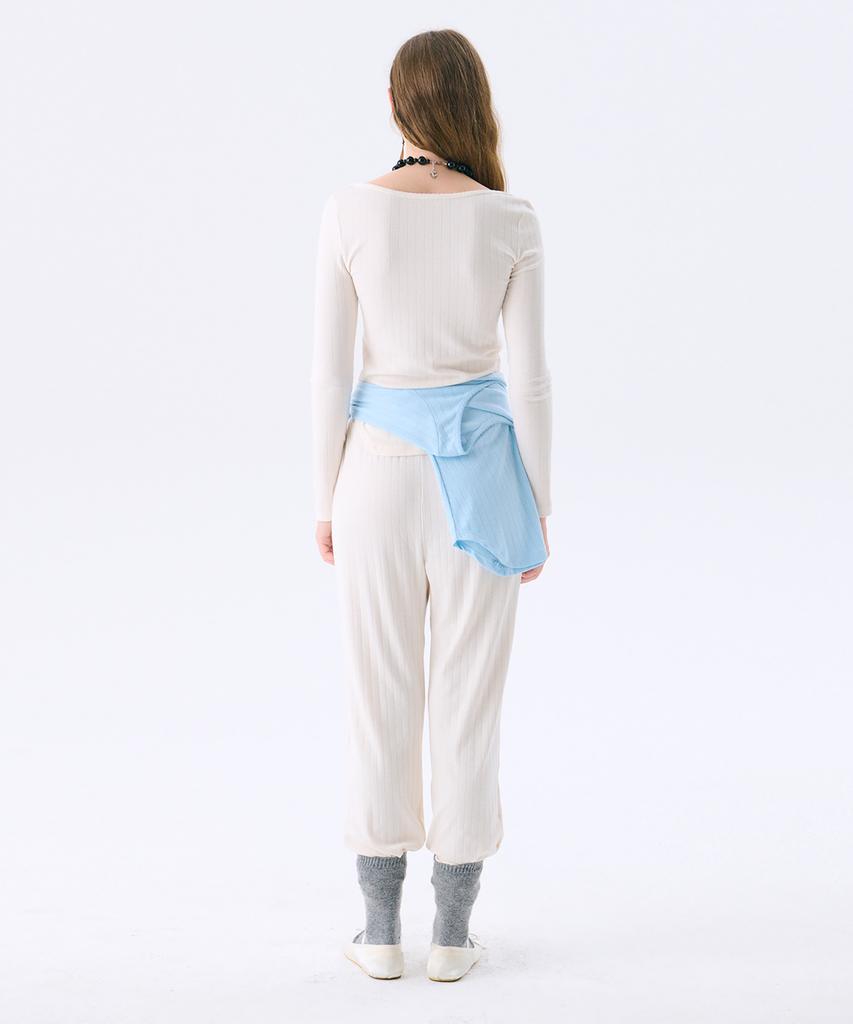 JUNEJUNE SPACE Eyelet Jersey Pants_Cream