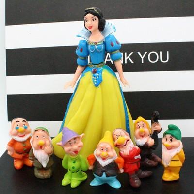 Cartoon Anime Snow White And The Seven Dwarfs Mini Doll Cute Little Girl Action Figures Car Dashboard Decoration Set Toy Fun Gif