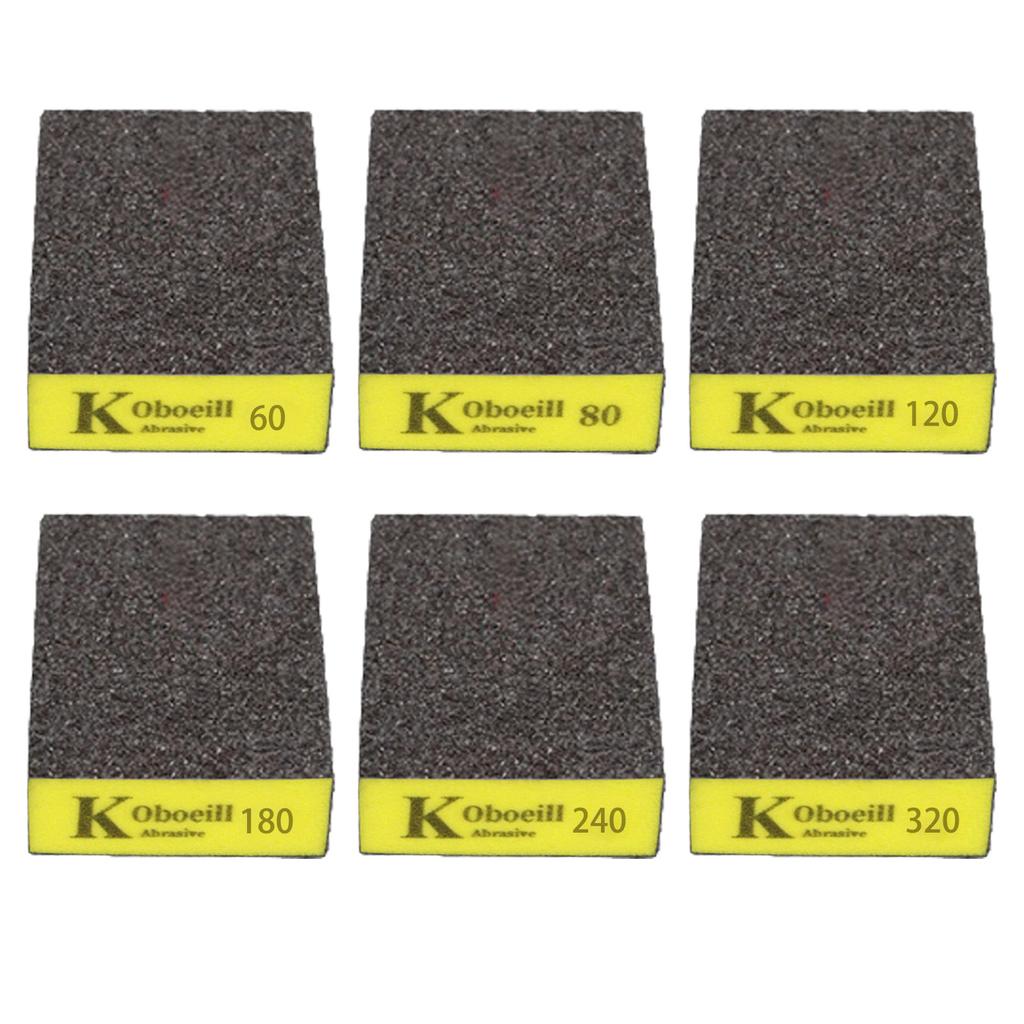 Reusable 4 Side Sanding Block 6Pcs Multiple Surfaces Grit Sander Sponge for Wood Polish Rust Removal Crafting
