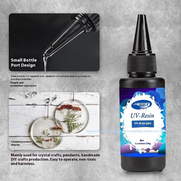 Quick-drying UV Glue 50g Handmade DIY Quick-drying Drip Glue for Sticking Tempered Coffee Tables Metal and Crystal decor