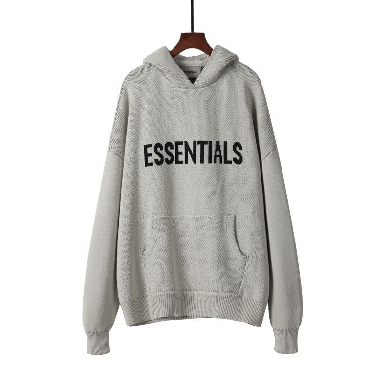 ESSENTIALS Pletená mikina s dvojitou linkou a nápisem High Street - Trendy unisex top