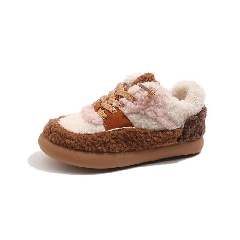 Winter 2025 Children's Cute Double-Layer Fleece-Lined Cotton Shoes for Boys and Girls