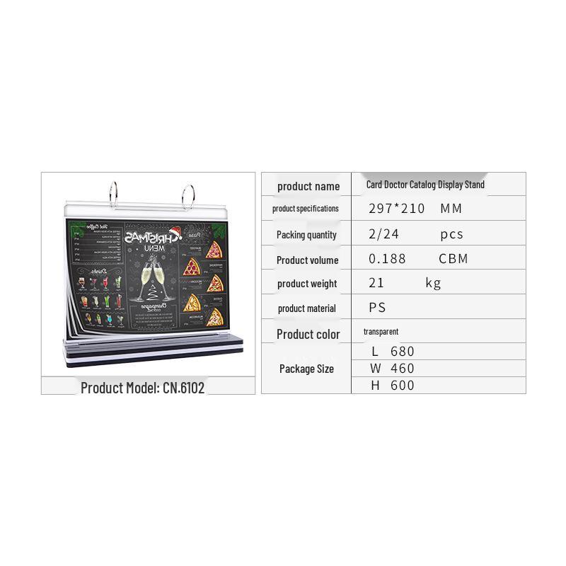 Card Doctor Acrylic Flip Page Table Sign: High-Definition Pull-Out Menu and Product Display for Wine & Drinks
