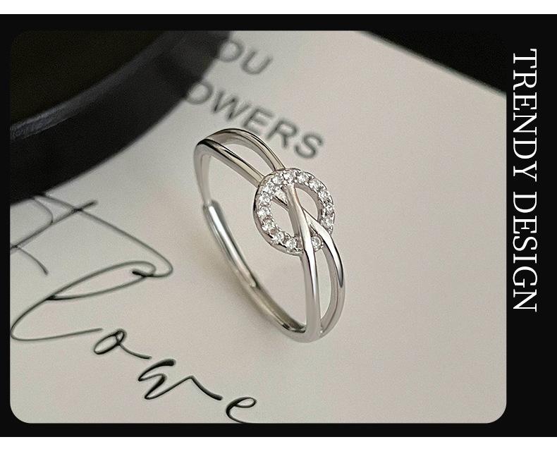 Adjustable S925 Silver Luxury Full Diamond Cross Ring for Women’s Index Finger