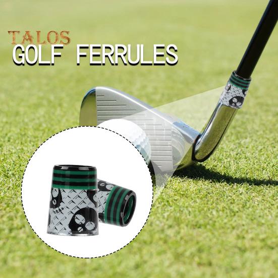 Ferule de golf, inele plate pentru fier de golf, pentru ferule de club de golf cu vârf conic de 0,370 inch, cu ax cu pană, design craniu