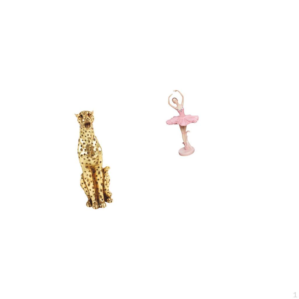 Golden Ballerina Cheetah Resin Figurine Animal Girl Sculpture Decorative Tabletop Centerpiece