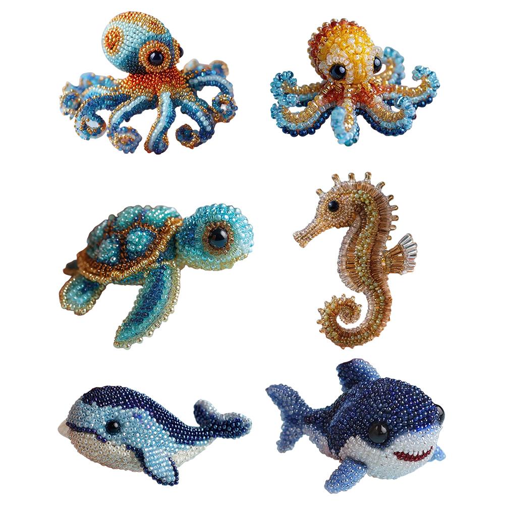 Kreativní sada na korálkování s chobotnicí pro začátečníky Sada na korálkovou výšivku Roztomilá mořská zvířata Želvy Velryby Žraloci Mořští koníci Umění a řemesla