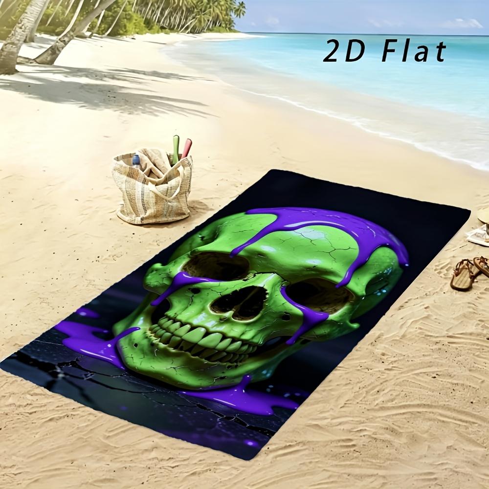 Hip Hop Punk Totenkopf Muster Mikrofaser Strandtuch 2D Flach Gedruckt Sandfest Wasserdicht Niedlich Picknickdecke Reiseutensilien