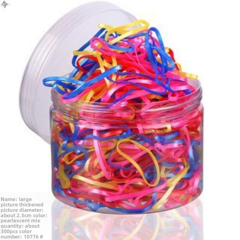 Hochelastisches Eimer-Gummiband Kleine Schlaufe Einweg-Gummiband Kinder Kleines Mädchen Haargummi Schwarz und Bunt Haarband