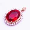 Purple Gold Plated Rose Gold Colored Gold Egg Surface Round Pendant Fashionable Princess Diana Red Stone Pendant