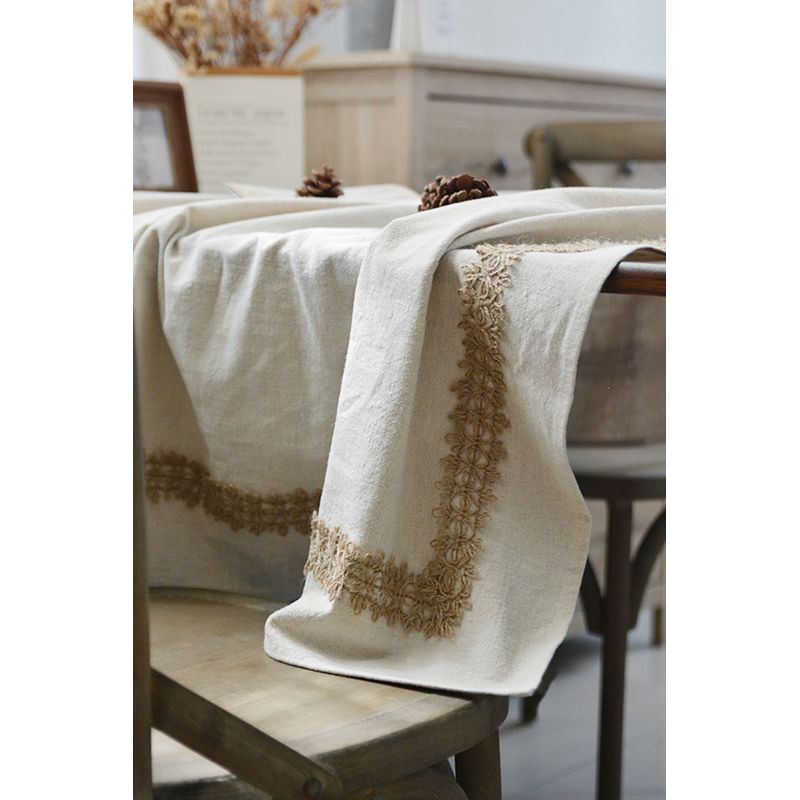 

Japanese-Style Linen Tablecloth Vintage Dining Table Fabric Thick Cotton Linen Coffee Table Cloth Rectangular Tablecloth Plain Tea Table Cloth Cotton and linen fabric & natural twine 130*180cm