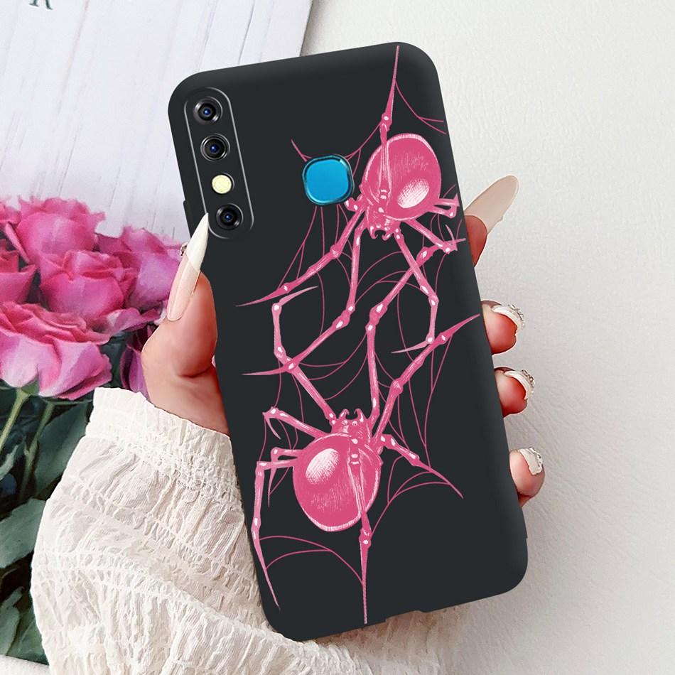 For Infinix Hot 8 Phone Case Hot 8 Lite Hot8 X650 X650C X650B X650D Elegant Floral Cat Pattern Black Silicone Soft TPU Cases