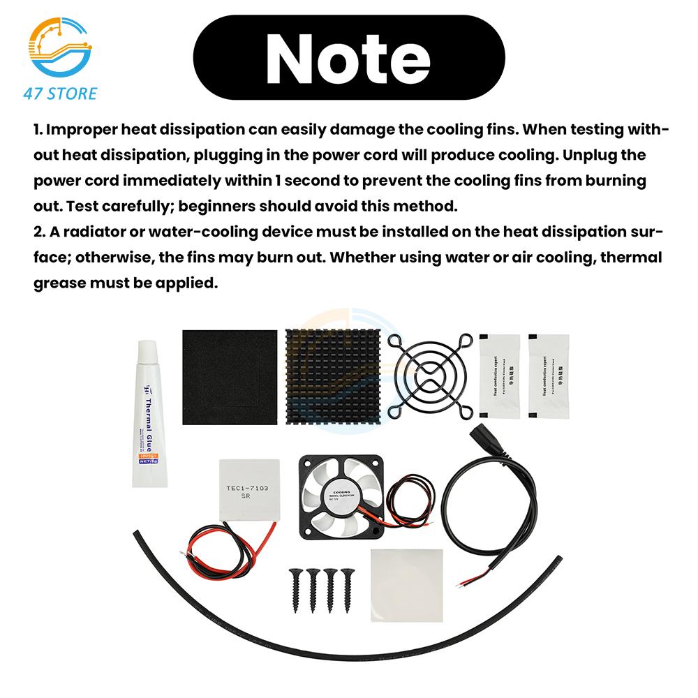 DC 5V DIY Semiconductor Refrigeration Kit High-Speed Silent Fan Cooling Module with TEC1-7103 Chip for Heat Dissipation Radiator