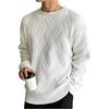 Men's Casual Round Neck Diamond Jacquard Sweater - Loose Fit, Fashionable Knit Pullover