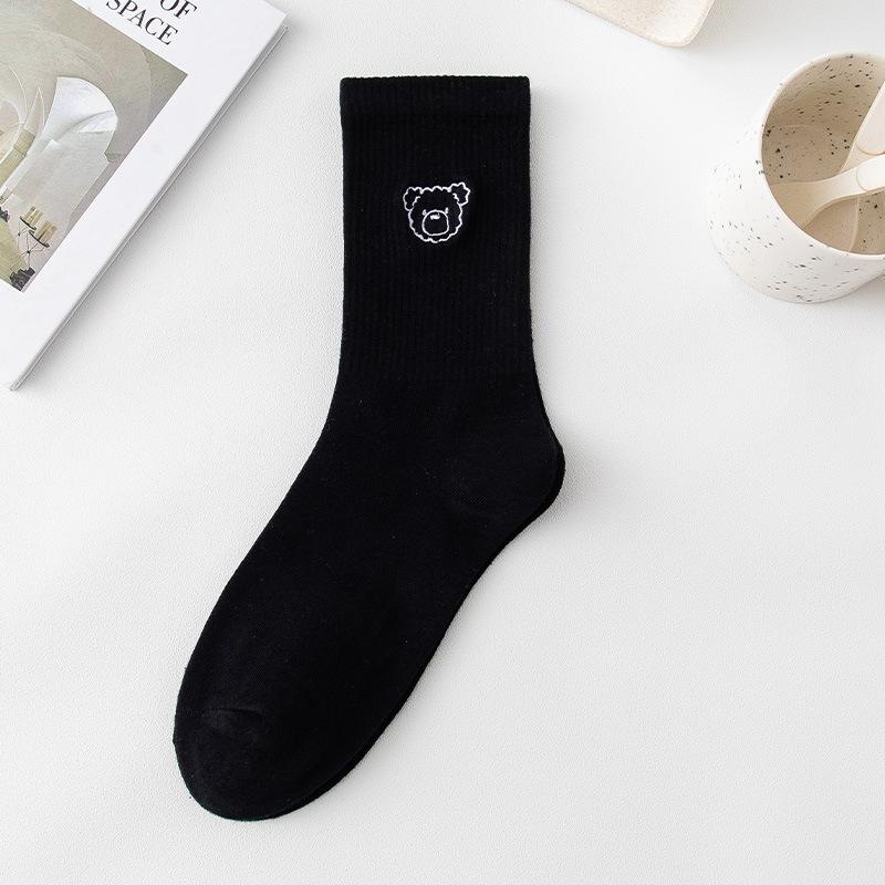 

Women s Spring and Autumn Warm and Trendy Embroidered Sports Long Cotton Socks 1 pair