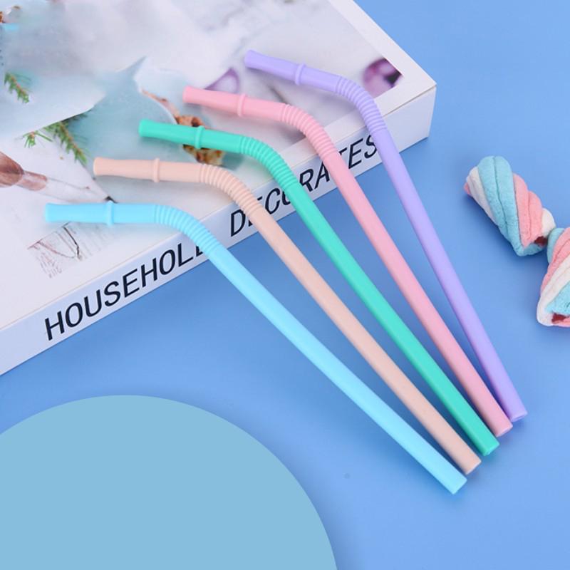 Food Grade Silicone Straw Reusable Bent Drinking Straw Portable Milk Tea Straw For Children Drinkware Party Bar Accessories